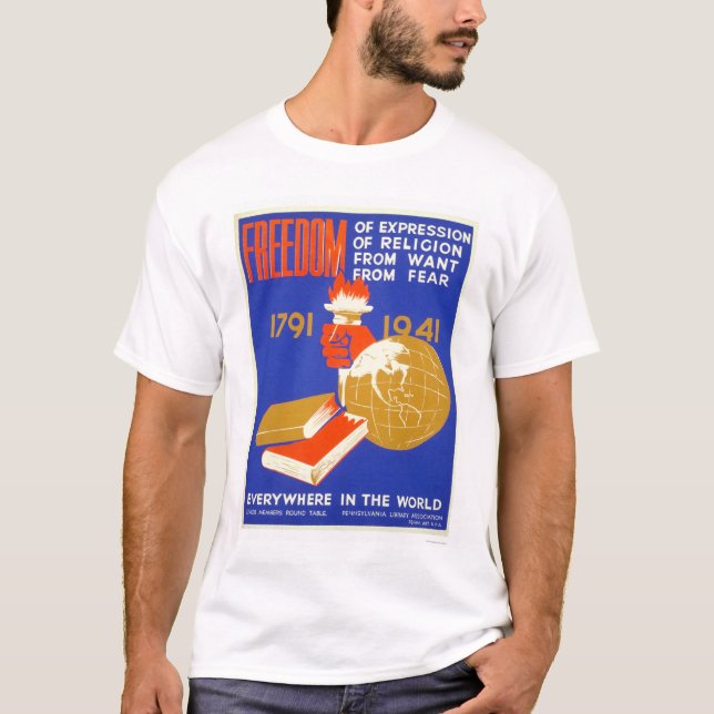 Roosevelt-Freiheit für alles WPA 1941 T-Shirt (Vorderseite)