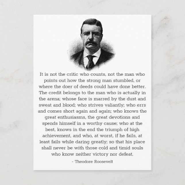 Roosevelt Inspirierend "Man in Arena" Postkarte (Vorderseite)
