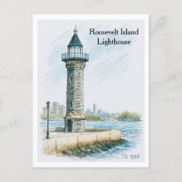 Roosevelt Island Lighthouse NYC Postcard Postkarte
