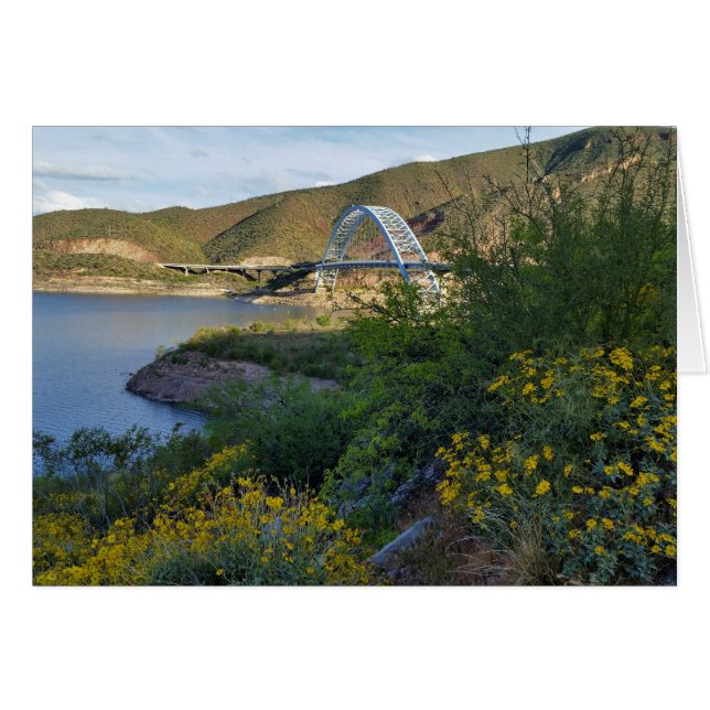 Roosevelt Lake Bridge Arizona Gelbe Wildblumen (Vorderseite (Horizontal))