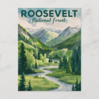 Roosevelt National Forest Watercolor Travel
