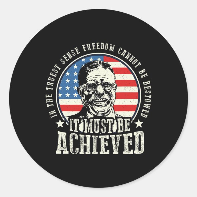 Roosevelt Quote Freedom muss 4. JU erreicht werden Runder Aufkleber (Vorderseite)