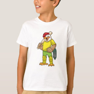 Rooster als Batsman mit Cricket Fleet T-Shirt