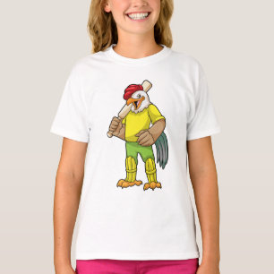 Rooster als Batsman mit Cricket Fleet T-Shirt