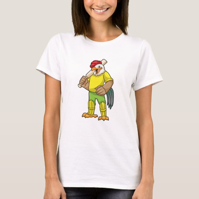 Rooster als Batsman mit Cricket Fleet T-Shirt (Vorderseite)