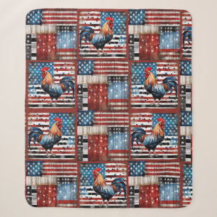 Rooster American Flag Folk Art Quilt Sherpadecke