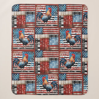 Rooster American Flag Folk Art Quilt Sherpadecke