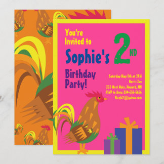 Rooster Animal Kid's Birthday Party Einladungen