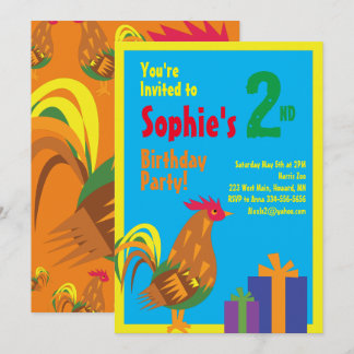 Rooster Animal Kid's Birthday Party Einladungen