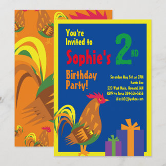 Rooster Animal Kid's Birthday Party Einladungen