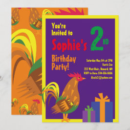 Rooster Animal Kid's Birthday Party Einladungen