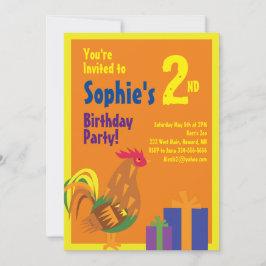 Rooster Animal Kid's Birthday Party Einladungen