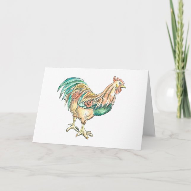 Rooster Art Grußkarte Karte (Vorderseite)