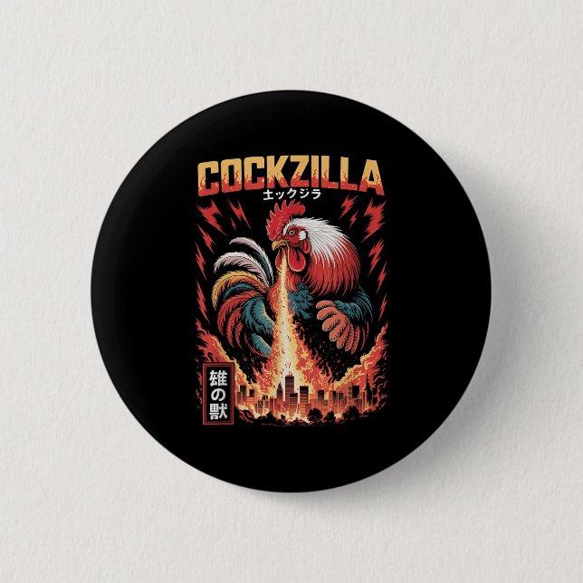 Rooster Art Japanesechicken Niedlich Chicken Lover Button (Vorderseite)