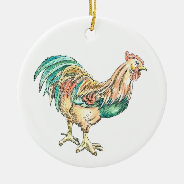 Rooster Art Keramik Ornament (Vorne)