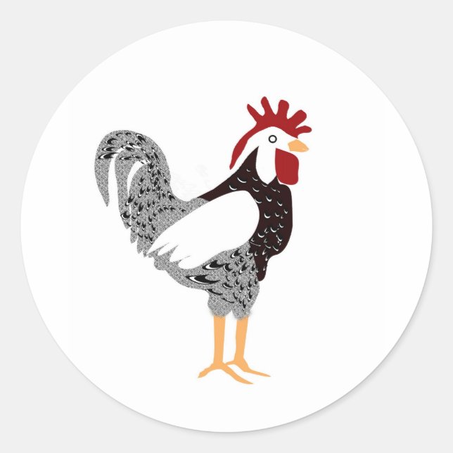 Rooster Art: Wyandotte Black Lace Hühnergeschenke Runder Aufkleber (Vorderseite)