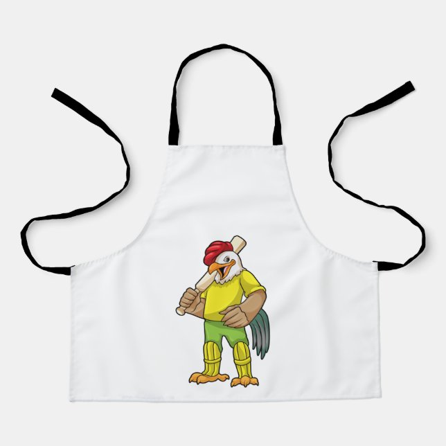 Rooster as Batsman with Cricket bat Schürze (Vorderseite)