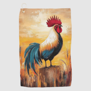 Rooster auf einer Post-Oil-Malerei Golfhandtuch