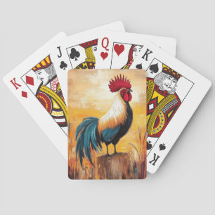 Rooster auf einer Post-Oil-Malerei Spielkarten