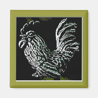 Rooster auf Grün Magnet