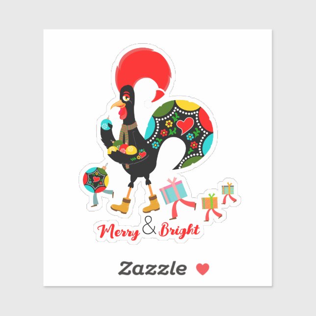 Rooster Baubles und Geschenke Weihnachtsparade Aufkleber (Blatt)