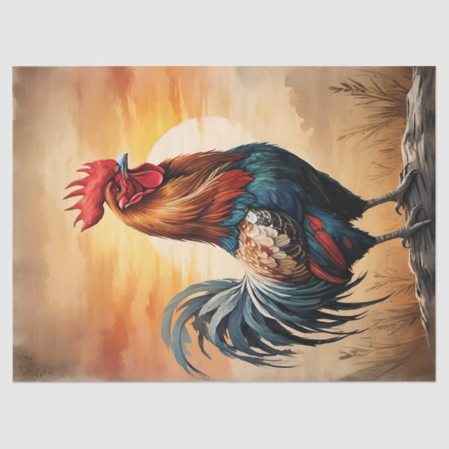 Rooster bei Sunrise Seidenpapier (Vorderseite)