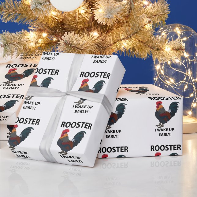 Rooster Bird Weckte ich auf Early Funny Rooster Geschenkpapier (Feiertage)