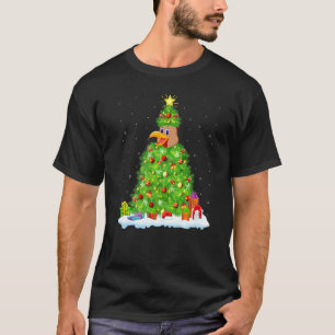 Rooster Bird Xmas Lighting Tree Funny Rooster Chri T-Shirt