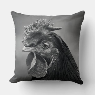 Rooster Black and White Kissen