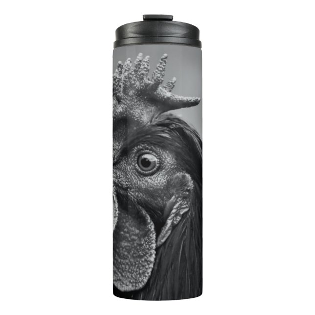 Rooster Black and White Thermosbecher (Vorderseite)