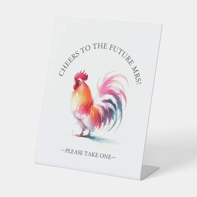Rooster Brautparty Fevor Sign Sockelschild (Vorderseite)