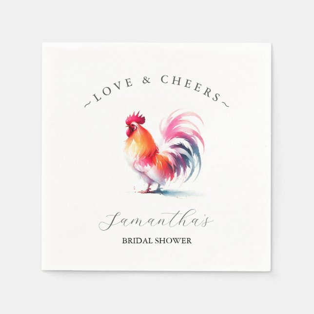 Rooster-Brautparty Serviette (Vorderseite)