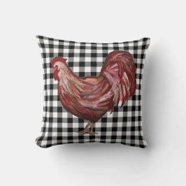 Rooster Buffalo Karo Muster Bauernhaus Kissen
