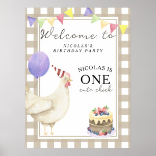 Rooster Chick 1. Geburtstag Party Poster