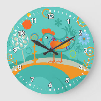 Rooster Chick Kitchen Clock Große Wanduhr