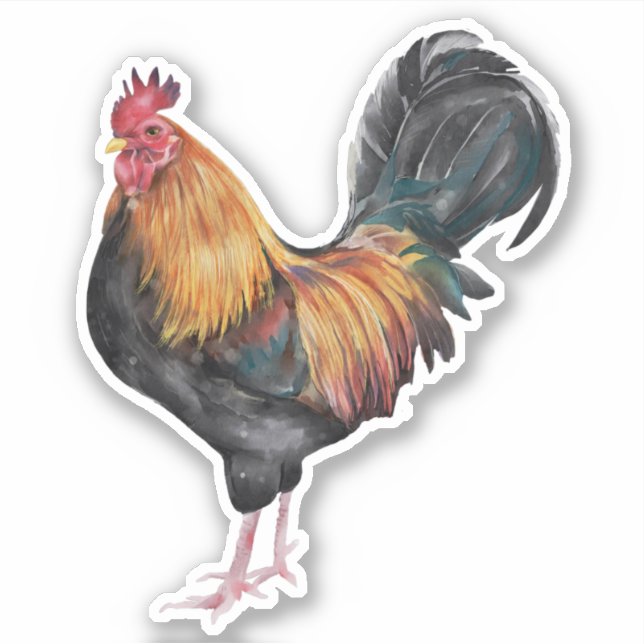 Rooster Chicken Foto Aufkleber (Vorderseite)
