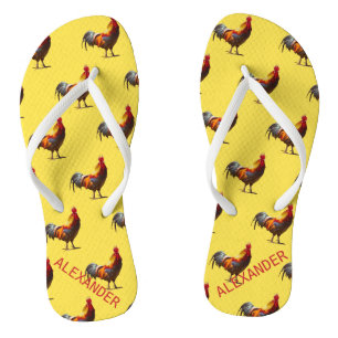 Rooster Chicken Persönlicher Spaß gelb Flip Flops