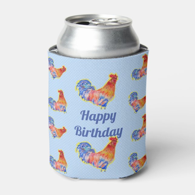 Rooster Chickens Mens Happy Birthday Dosenkühler (Kanne Vorderseite)