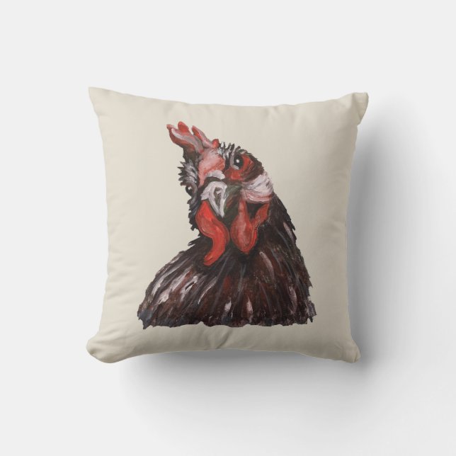 Rooster Clucking Farmhouse Kissen (Vorderseite)