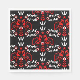 Rooster Cockerel Skandinavier Folklorekunst Serviette