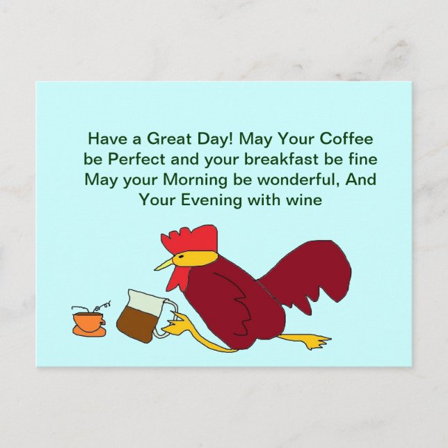 Rooster Coffee Great Day Postkarte (Vorderseite)
