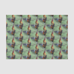 Rooster Crowing Animal Nattern Muster Seidenpapier