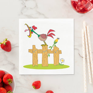Rooster Crowing auf dem Zaun Napkins Serviette