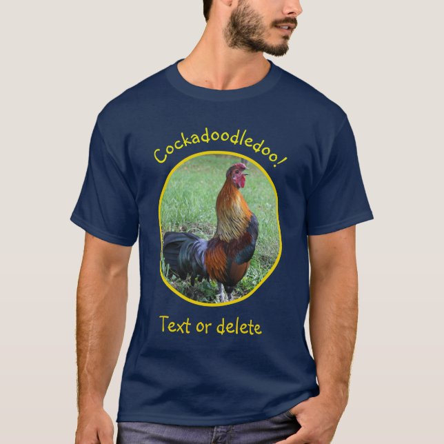 Rooster Crowing Cockadoodledoo Funny  T-Shirt (Vorderseite)