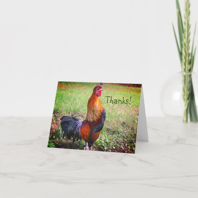 Rooster Crowing Farm Animal Danke Karte (Vorderseite)