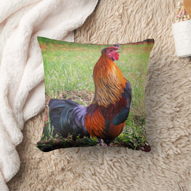 Rooster Crowing Farm Animal Kissen (Decke)
