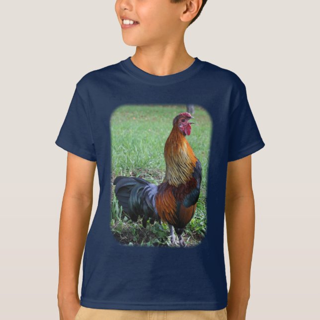 Rooster Crowing Farm Animal T-Shirt (Vorderseite)