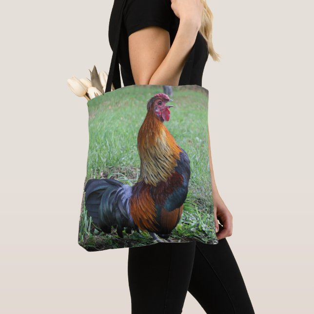 Rooster Crowing Farm Animal Tasche (Von Nahem)