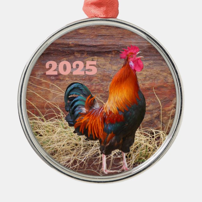 Rooster Crowing Ornament (Vorne)