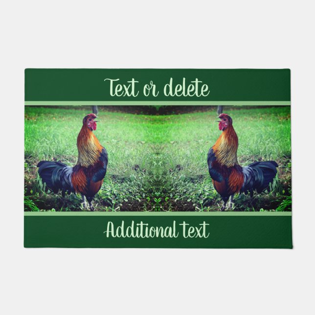 Rooster Crowing Personalisiert Animal Fußmatte (Vorderseite)